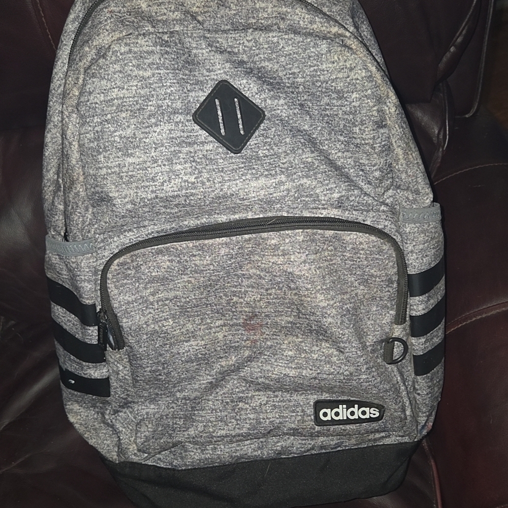 Adidas Heathered Gray and Black Backpack